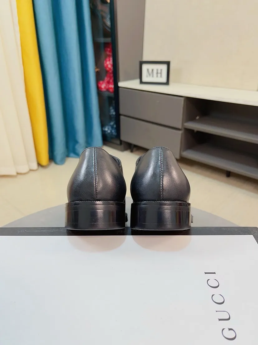 Men's Men's Shoes 💰458🌹🌹【GUCCI】The most popular classic Gucci leather shoes. Synchronized with the official website, the upper is made of Italian open-sided pig➕cow leather lining, with unique brand and unique craftsmanship. Highlighting the hot style of the new year. Stop hesitating, stop wandering, get it now. Number: 38--44, 45 46 can be customized